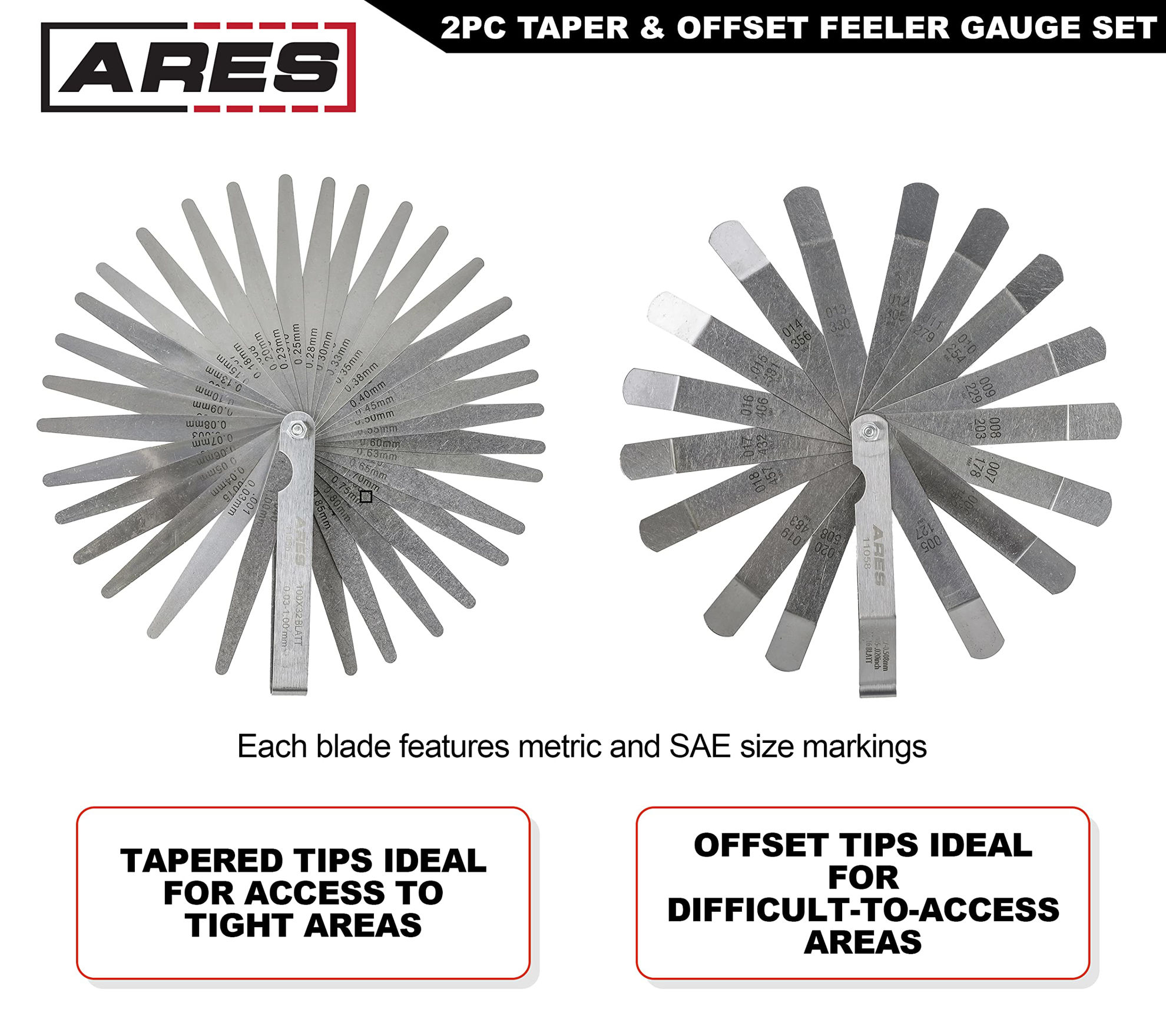 GetUSCart ARES 110422Piece Tapered Feeler Gauge and Offset Feeler