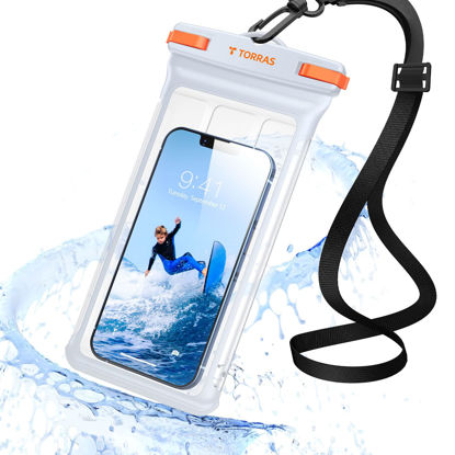 Picture of TORRAS Icecube IPX8 Waterproof Phone Pouch, Underwater Screen Touchable, Waterproof Phone Case for Snorkeling, Adjustable Lanyard, Beach Accessories for iPhone 14 Pro Max/ 13/12/ Samsung, White-6.9''