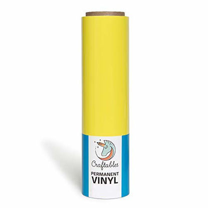 Picture of Craftables Bright Yellow Vinyl Roll - Permanent, Glossy & Waterproof | 12" x 50' | for Crafts, Cricut, Silhouette, Expressions, Cameo, Decal, Signs, Stickers…