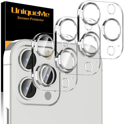 Picture of UniqueMe [3 Pack] Camera Lens Protector Compatible with iPhone 13 Pro 6.1" / 13 Pro Max 6.7" Tempered Glass,[Case Friendly][New version][Scratch-Resistant][Easy Installation] - Sliver Circle