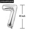 Picture of 17 Number Balloons Silver Giant Jumbo Big Large Number 17 or 71 Foil Mylar Helium Balloons Silver for 17th Birthday Party Supplies 17 Anniversary Decorations