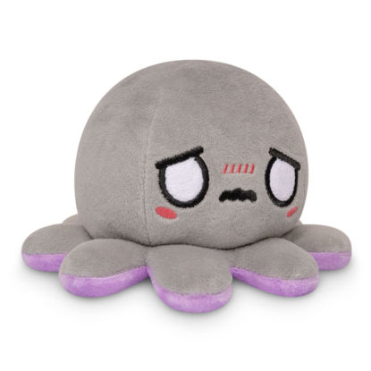Picture of TeeTurtle - The Original Reversible Octopus Plushie - Happy Purple + Worried Gray - Cute Sensory Fidget Stuffed Animals That Show Your Mood