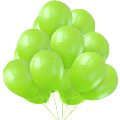 Picture of Lime Green Latex Party Balloons - 50 Pack 12 inch Helium Matte Light Green Fruit Green Balloons for Dinosaur Jungle Baby Shower Birthday Party Decorations