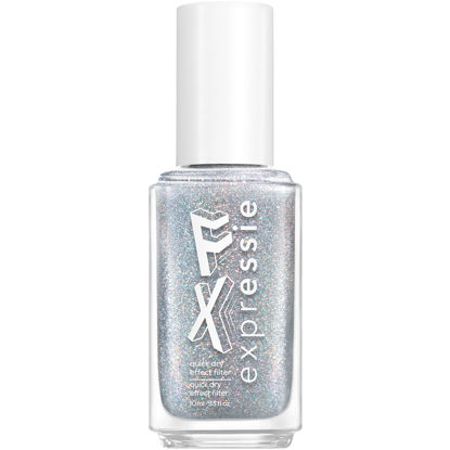 Picture of essie expressie™ nail polish, Holo FX Top Coat, Expressie FX collection, silver holographic shimmer, 8-free vegan holographic, 8-free vegan 0.33 fl oz