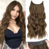 Picture of KooKaStyle Invisible Wire Hair Extensions with Transparent Headband Adjustable Size 4 Secure Clips Long Wavy Secret Wire Hairpiece 20 Inch for Women (24 Inch, Chestnut Brown)