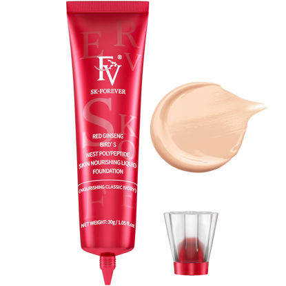 Picture of FV Waterproof Liquid Foundation, Dewy Flawess Lightweight Foundation for Dry & Combination Skin, Long Lasting Medium Coverage Face Makeup, Moisturizing & Conceal Pore, 30g, 1.05fl/oz, Classic Ivory