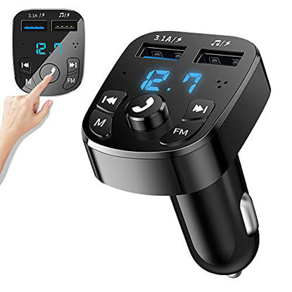 Picture of Car Bluetooth FM Transmitter, MP3 Player Transmitter 5.0 Wireless Handsfree 2 USB Charger Kit, FM Transmitter Wireless Radio Adapter Kit Dual Transmitter Support SD Card USB Stick