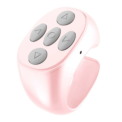 Picture of Remote Control Compatible with Tiktok, Camera Shutter Selfie Button for iPhone Android iPad Cell Phone Clicker, Remote Page Turner Volume Adjustment, Simulate Mouse Operation - Pink
