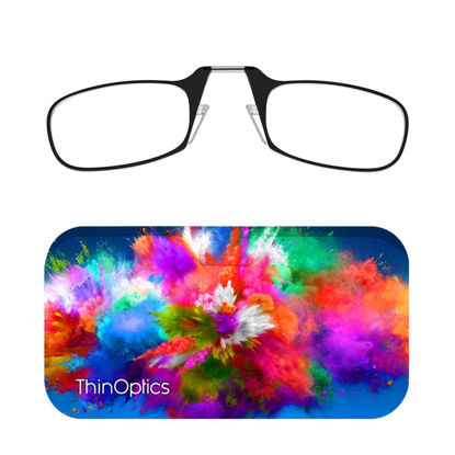 Picture of ThinOptics Universal Pod Case + Rectangular Reading Glasses, Color Explosion, 44mm + 1