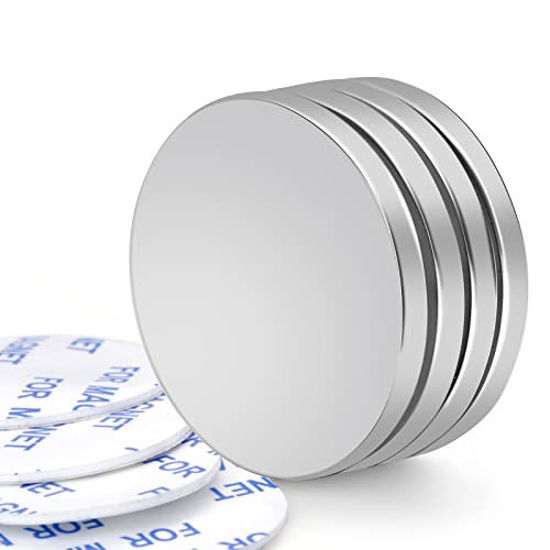 Picture of E BAVITE Super Strong Neodymium Disc Magnets with Double Sided Adhesive, Powerful Permanent Rare Earth Magnets, 1.26 inch D x 1/8 inch H 4 Packs, 30X3 4P
