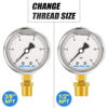 Picture of MEANLIN MEASURE 0~15Psi Stainless Steel 1/4" NPT 2.5" Single Scale FACE DIAL,Glycerin Filled Fuel Pressure Gauge,Liquid Filled Pressure Gauge WOG Water Oil Gas Lower Mount