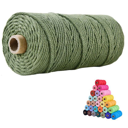 Picture of flipped 100% Natural Macrame Cotton Cord,3mm x109 Yard Twine String Cord Colored Cotton Rope Craft Cord for DIY Crafts Knitting Plant Hangers Christmas Wedding Décor (Army Green, 3mm*109yards)