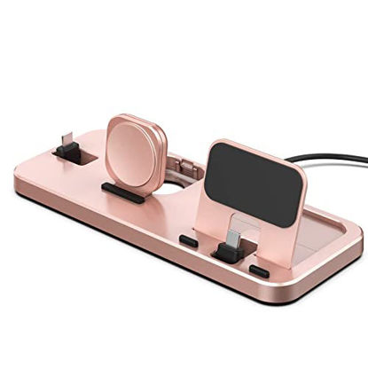 Picture of CEREECOO Portable 3 in 1 Charging Station for Apple Products Foldable Charger Stand for iWatch 1/2/3/4/5/6/7 Mini Charging Stand Compatible with iPhone Airpods pro/1/2/3 (Rose Gold)