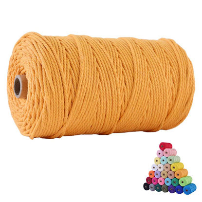 Picture of FLIPPED 100% Natural Macrame Cord,3mm x220 yards Cotton Macrame Cords Colored Cotton Macreme Rope Craft Cord for DIY Crafts Knitting Plant Hangers Christmas Wedding Décor (Golden Yellow, 3mm*220yards)