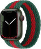 Picture of Proworthy Lace Braided Solo Loop Compatible With Apple Watch Band 42mm 44mm 45mm for Men and Women, Lace Stretch Nylon Elastic Strap for iWatch Series SE 7 6 5 4 3 2 1 (S, Red Green)