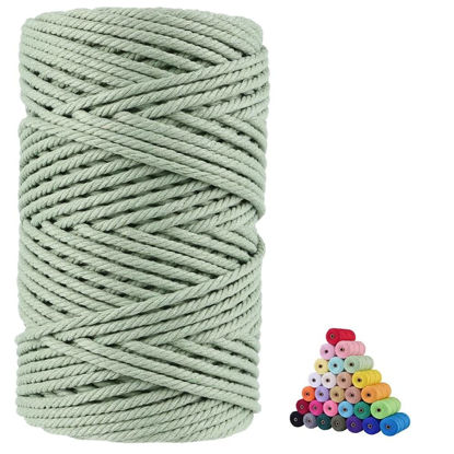 Picture of FLIPPED 100% Natural Cotton Macrame Cord,5mm x110 Yards Macrame Cords Colored Cotton Macrame Rope Craft Cord for DIY Crafts Knitting Plant Hangers Christmas Wedding Décor（Light Green）…