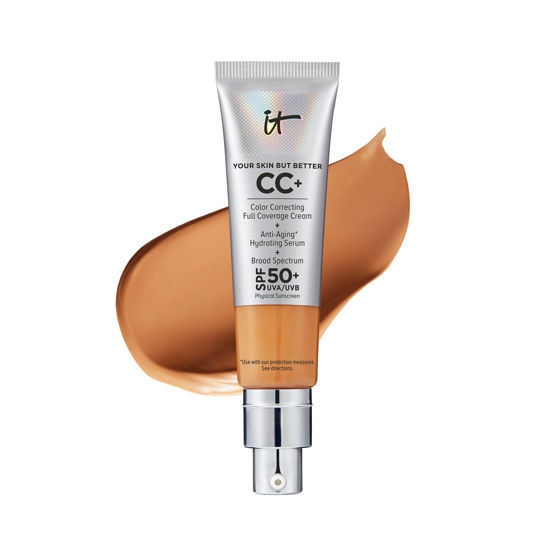 Picture of IT Cosmetics Your Skin But Better CC+ Cream, Tan (W) - Color Correcting Cream, Full-Coverage Foundation, Hydrating Serum & SPF 50+ Sunscreen - Natural Finish - 1.08 fl oz
