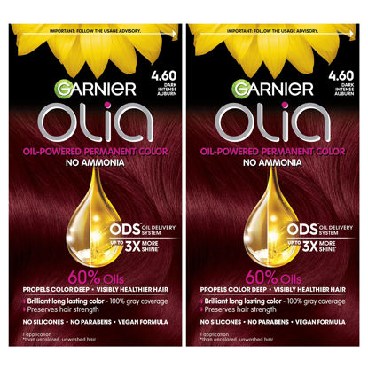Picture of Garnier Hair Color Olia Ammonia-Free Brilliant Color Oil-Rich Permanent Hair Dye, 4.60 Dark Intense Auburn, 2 Count (Packaging May Vary)
