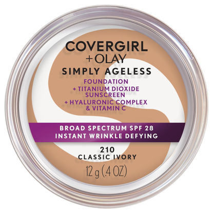 Picture of COVERGIRL & Olay Simply Ageless Instant Wrinkle Defying Foundation and Simply Ageless 3-in-1 Liquid Foundation, Classic Ivory Bundle, Variety Pack, 1 Fl Oz