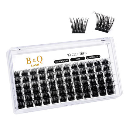 Picture of DIY 72 Lash Extensions C D Curl Fluffy Wispy Individual Eyelash Clusters DIY at Home (B16,D-10-16MIX)