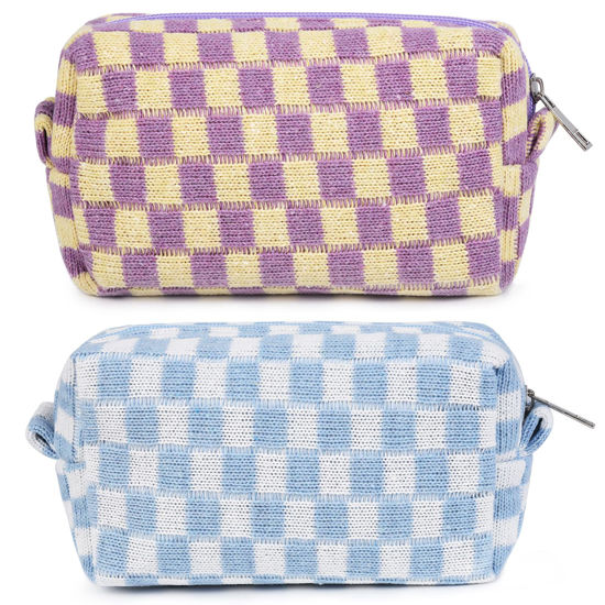 Checkered makeup bag outlet