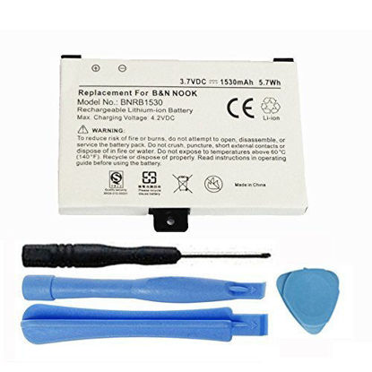 Picture of Replacement 1530mAh BNRZ1000, 9BS11GTFF10B3, BNRB454261, BNRB1530 Battery for Barnes & Noble Nook 1st Edition, Nook Classic, BNRV100, BNRZ100 Digital eReader with Installation Tools