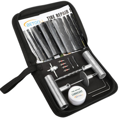 Picture of BETOOLL Tire Repair Kit, Tire Plug Kit with Plugs for Car, Motorcycle, Jeep, RV, ATV, SUV, Truck, Trailer, Tractor, Lawn Mower, Set of 44