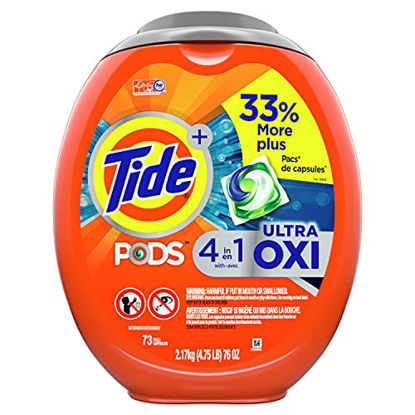 Picture of Tide PODS 4 in 1 Ultra Oxi Laundry Detergent Soap Pods, High Efficiency (HE), 73 Count