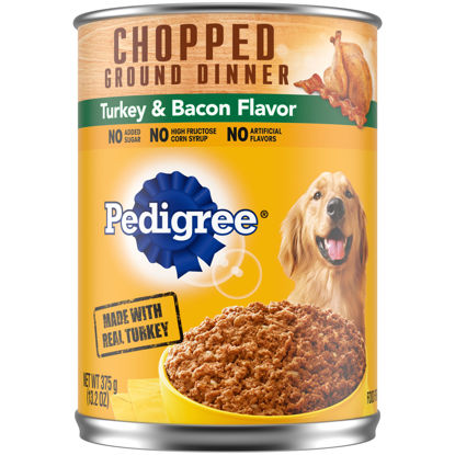 Picture of PEDIGREE CHOPPED GROUND DINNER Adult Canned Soft Wet Dog Food, Turkey & Bacon Flavor, 13.2 oz. Cans (Pack of 12)