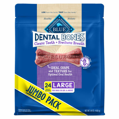 Picture of Blue Buffalo Dental Bones Large Natural Dental Chew Dog Treats, (50 lbs and up) 36-oz Bag Jumbo Pack