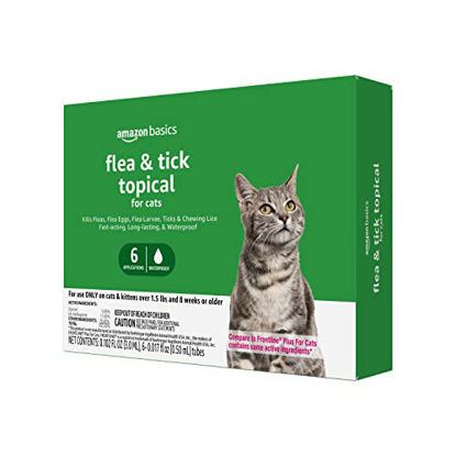 Picture of Amazon Basics Flea and Tick Topical Treatment for Cats (over 1.5 lbs), 6 Count (Previously Solimo)