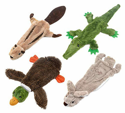 Picture of Best Pet Supplies 2-in-1 Stuffless Squeaky Dog Toys with Soft, Durable Fabric for Small, Medium, and Large Pets, No Stuffing for Indoor Play, Supports Active Biting and Play - 4 Figures, Small