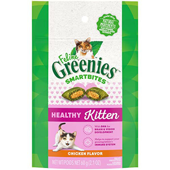 Picture of FELINE GREENIES SMARTBITES Healthy Kitten Treats, Chicken Flavor, 2.1 Oz Pack
