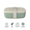 Picture of Bentgo Classic - All-in-One Stackable Bento Lunch Box Container - Modern Bento-Style Design Includes 2 Stackable Containers, Built-in Plastic Utensil Set, and Nylon Sealing Strap (Khaki Green)