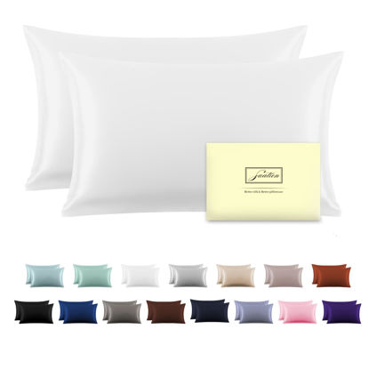 Picture of Silk Pillowcase for Hair and Skin,Soft,Breathable and Sliky 100% Queen Silk Pillow Case Set of 2,Both Sides Natural Mulberry Silk Pillowcases with Hidden Zipper(Queen Size 20"X 30",2pcs)