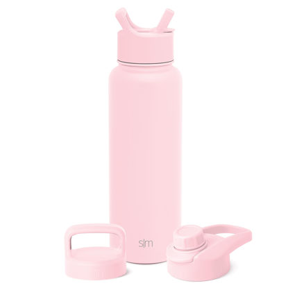 Picture of Simple Modern Water Bottle with Straw, Handle, and Chug Lid Vacuum Insulated Stainless Steel Metal Thermos Bottles | Large Leak Proof BPA-Free Flask for Gym | Summit Collection | 40oz, Blush