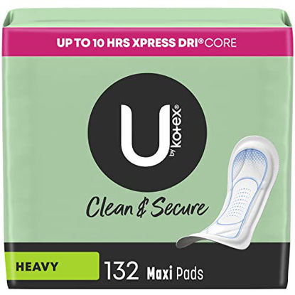 Picture of U by Kotex Security Maxi Feminine Pads, Heavy Absorbency, Unscented, 132 Count (3 Packs of 44) (Packaging May Vary)