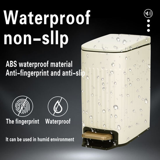 GetUSCart- Small Bathroom Trash Can with Lid Soft Close-6L/1.6 Gal Slim ...