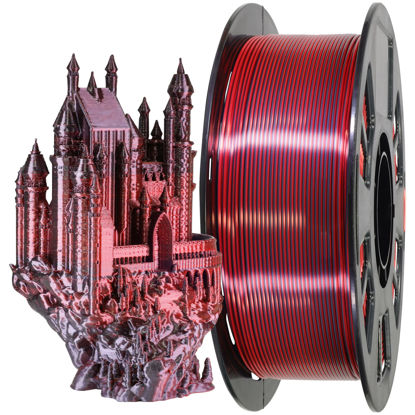 Picture of MIKA3D 2 Colors in 1 Silk Black Red PLA 3D Filament, 1KG 2.2LBS 3D Printing Material with Bicolor Dichromatic Double Colors, Dual Color Co-Extrusion 3D Filament Widely Fit for 3D Printer