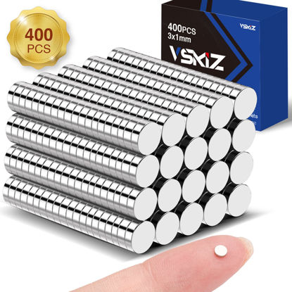 Picture of 400 Pieces Small Magnets, 3x1mm Small Magnets Rare Earth Magnets Tiny Neodymium Disc Magnets for Fridge, Durable Little Mini Magnets for Crafts, DIY, Kitchen, Whiteboard, Office, Dry Erase Board