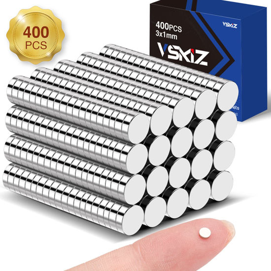 Picture of 400 Pieces Small Magnets, 3x1mm Small Magnets Rare Earth Magnets Tiny Neodymium Disc Magnets for Fridge, Durable Little Mini Magnets for Crafts, DIY, Kitchen, Whiteboard, Office, Dry Erase Board