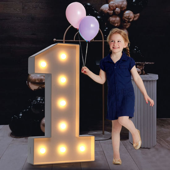 imprsv 3FT Marquee Light Up Numbers, Mosaic Numbers for Balloons, Number 1  Balloon Frame, Marquee Light Up Letters,1st Birthday Decorations, First