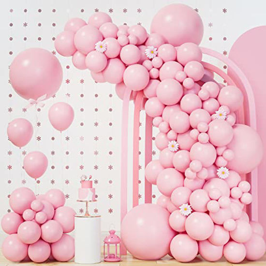 Picture of 140Pcs Pastel Pink Balloons Baby Pink Balloon Garland Arch Kit 5/10/12/18 Inch Latex Pink Balloons Different Sizes as Gender Reveal Baby Shower Birthday Wedding Valentine's Day Party Decorations