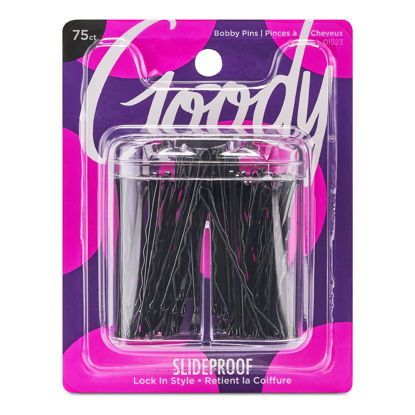 Picture of Goody Bobby Pin Box With Magnetic Top - 75 Count, Black - Slideproof And Lock In Place - Suitable For All Hair Types - Pain-Free Hair Accessories For Men, Women, Boys And Girls - All Day Comfort