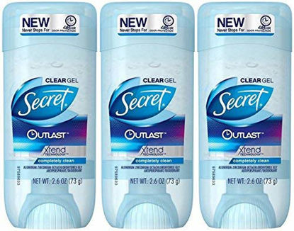 Picture of Secret Outlast Antiperspirant and Deodorant Clear Gel, Completely Clean - 2.6 Ounce (Pack of 3)
