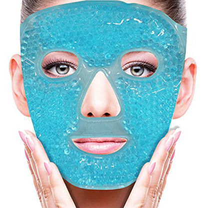 Picture of Cold Face Eye Mask Ice Pack Reduce Face Puff,Dark Circles,Gel Beads Hot Heat Cold Compress Pack,Face SPA for Woman Sleeping, Pressure, Headaches, Skin Care[Blue]