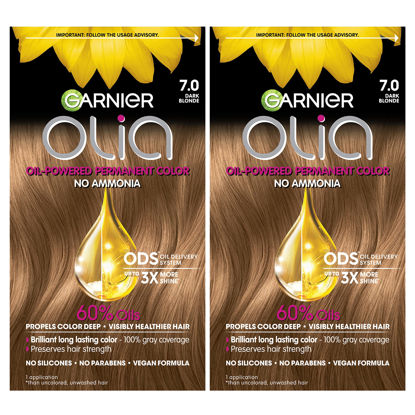 Picture of Garnier Hair Color Olia Ammonia-Free Brilliant Color Oil-Rich Permanent Hair Dye, 7.0 Dark Blonde, 2 Count (Packaging May Vary)