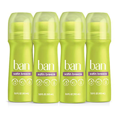 Picture of Ban Satin Breeze 24-hour Invisible Antiperspirant, 3.5oz Roll-on Deodorant for Women and Men, 4-pack, Underarm Wetness Protection, with Odor-fighting Ingredients