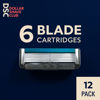 Picture of Dollar Shave Club | 6-Blade Club Razor Refill Cartridges, 12 Count | Precision Cut Stainless Steel Blades with a Built-in Trimmer Blade On The Back, Designed For An Extra Close Shave, Silver/Blue