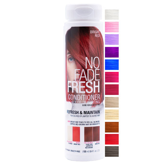 Picture of No Fade Fresh Bright Red Hair Color Depositing Conditioner with BondHeal Bond Rebuilder - Maintain & Refresh Bright Red Color, Deep Conditioner Hair Mask - Sulfate, Paraben & Ammonia Free 6.4 oz